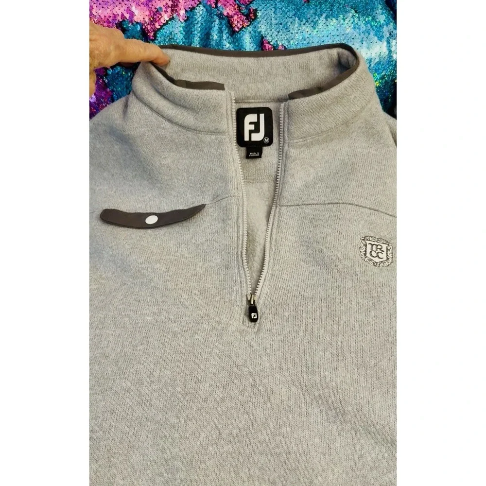 FootJoy FJ 1/4 Zip Fleece Golf Vest Men's Size Medium Gray Pullover Snap Pocket
